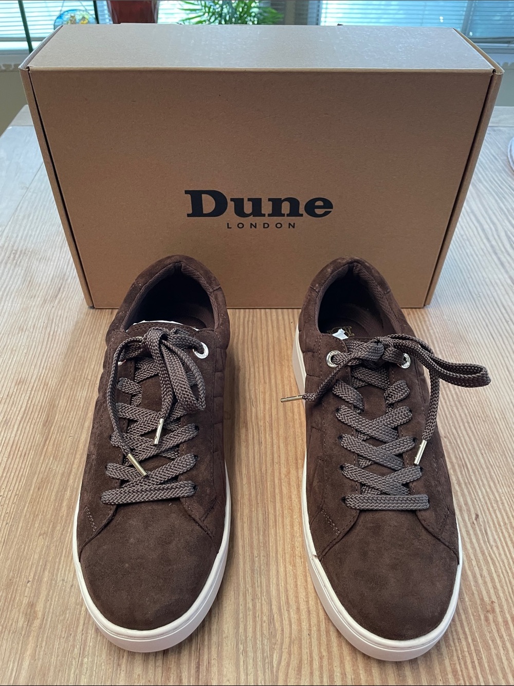 Dune London Chocolate Suede Low-Top Sneakers